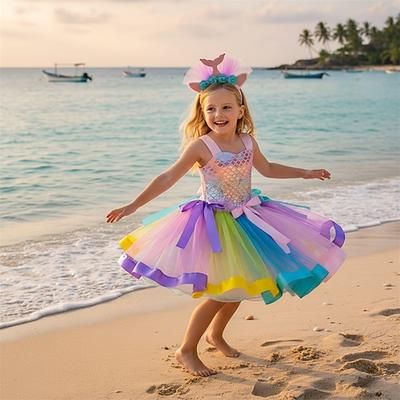 Sirena Principessa Vestito Costume per festa a tema Film Cosplay for Ragazze Bambini Halloween Carnevale Mascherata Feste Ferie Festival