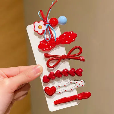 6-Piece Multi-Style Hair Clips: Heart Polka Dot/Bow, All-Occasion, All-Season, Gift for Friends & Family