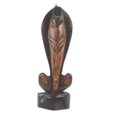 African mask sculpture, 'Fish for Abundance'