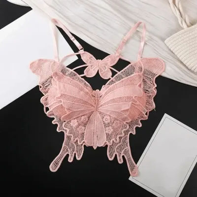 Soutiens-gorge papillon sans dos tendance, rembourrés, coupe ajustée, camisole en dentelle, style coréen, hauts à découpes, streetwear