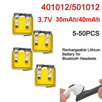 401012/501012 3.7V batterie 401012 3.7V 30mAh/40mAh batterie au Lithium Rechargeable pour casques Bluetooth petites appareils électroniques