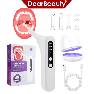 Electric Vacuum Tonsil Stone Removal Kit 3-Level Suction Fight Bad Breath Instant Suction Tonsil Cleaner with UV disinfection