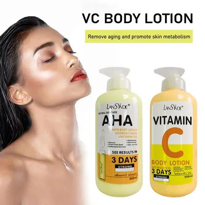 500ml Vitamin C Body Cream Whitening Hydroxy Acids VE Remove Acne Marks Deep Moisturizing Lightening Body Lotion Skin Care