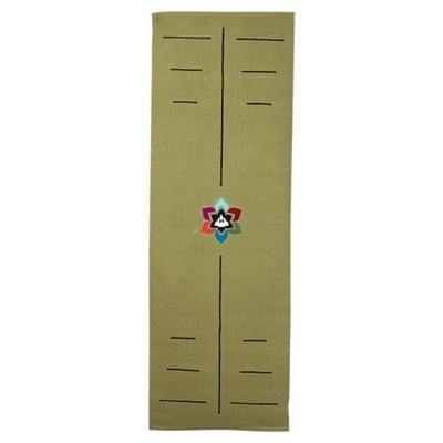 Comfort in Green,'Embroidered Cotton Yoga Mat in Olive Green Crafted in India'
