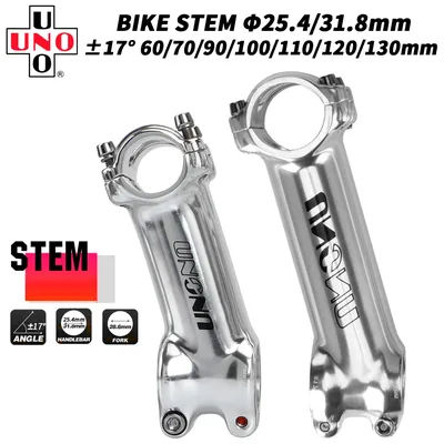 UNO Silver MTB Power 17 Degree Bicycle Handlebar Stem 25.4/31.8mm MTB Bike Table Spare Parts For Bicycle 60-130mm Handlebar Rise