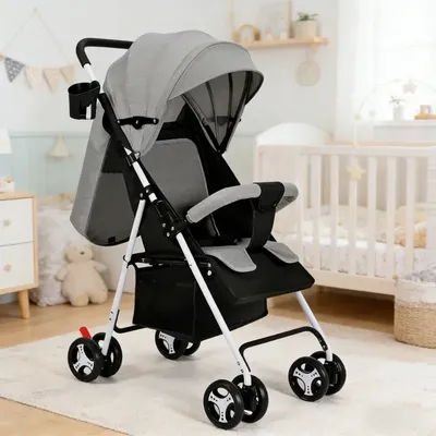 Four Wheeled Foldable Infant Stroller Seated Reclining Portable Ultra Light Baby Stroller Kids Stroller for Travel and Daily Use