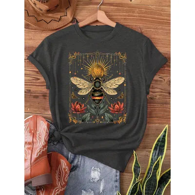 T-shirt Bohème Floral pour Femme - Motif Artistique Vintage, Haut Bohème Décontracté