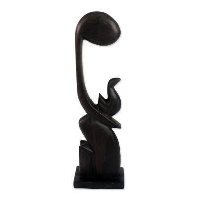 Ebony sculpture, 'Steadfast Love' - Hand Carved Wood Sculpture