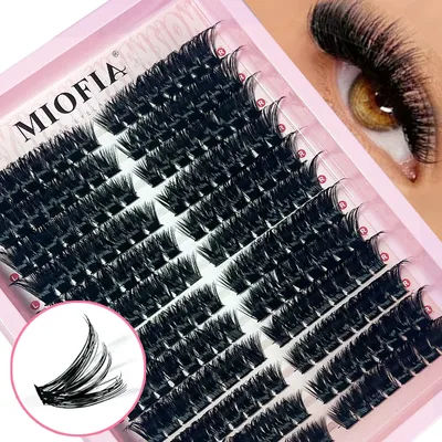 MIOFIA Fluffy Clusters Lashes Extension 50D 60D 80D 100D Wispy Thick Individual Lashes Volume 3D Faux Mink Eyelashes Makeup