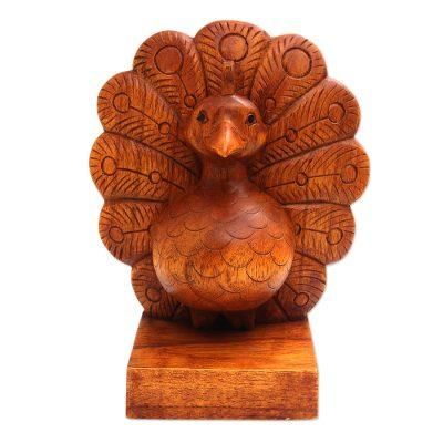 Little Peacock,'Wood Peacock Eyeglasses Holder from Bali'