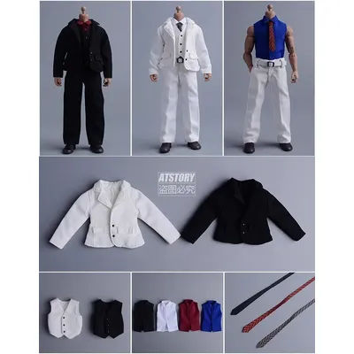 Fanatic 1/12 Male Soldier Suit Vest Pants Tie Shirt Clothes Model Toy Accessories Fit 6'' Action Figure Body In Stock