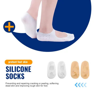 Relieve Foot Pain & Pressure Instantly with Reusable Silicone Socks Anti-Slip Silicone Moisturizing Socks For Dry Cracking Skin
