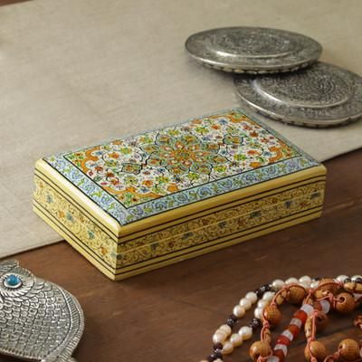 'Mandala-Inspired Spring-Themed Papier Mache Decorative Box'
