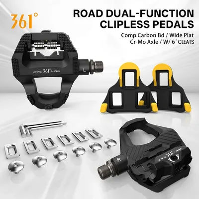 361 Degrees Bike Pedal Dual-Function Carbon Clipless Road Bicycle Pedal Platform Ultralight Cycling Clipless Pedal Bicycle Parts