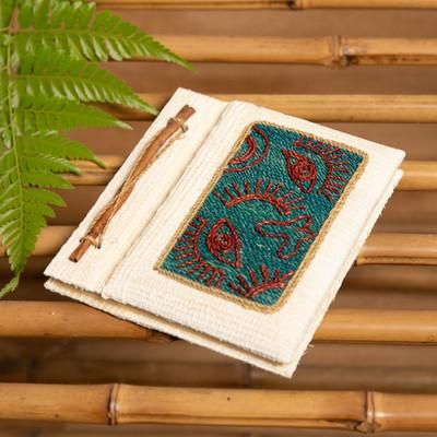 'Abstract-Patterned 50-Page Natural Fiber Notebook from Bali'