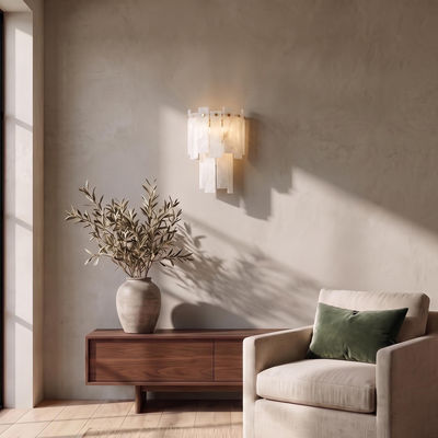 Velina Sconce | Layered Alabaster Wall Sconce | Warm White (3000k) | Bedroom Lighting | Living Room Lighting | Wall Lighting | Indoor Lighting | MOD LIGHTING