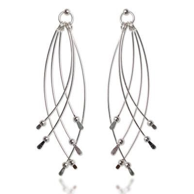 Early Rain,'Handcrafted Sterling Silver Dangle Earrings'