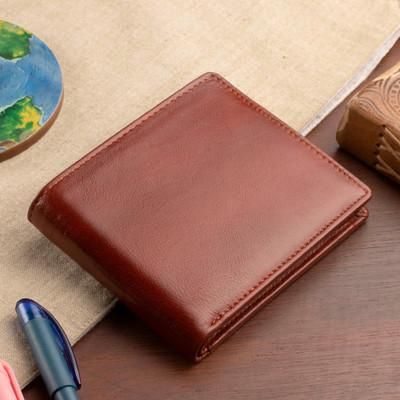 'Multi-Compartment Russet Red 100% Leather Bi-Fold Wallet'