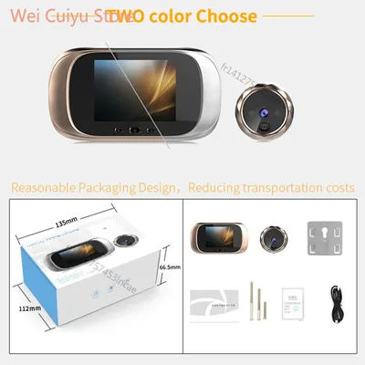 Caméra numérique de visiophone avec écran LCD 2,8 pouces, sonnette vidéo, détection de mouvement à 90 degrés, moniteur électronique œil de chat