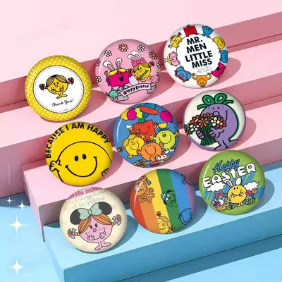 Mr.Men And L-Little M-Miss Cushion Animals Funny Brooches Badge Backpack Clothes Gift Accessory