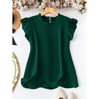 Haut en crêpe lavé élégant et tendance grande taille pour femme – Coupe ample, confortable, style décontracté chic