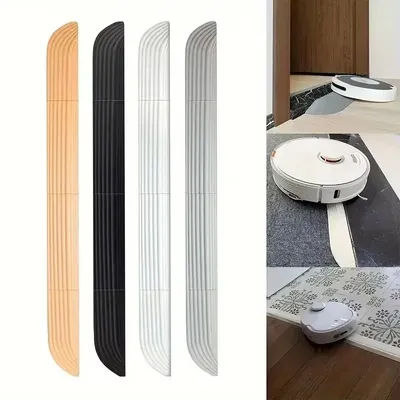 1Set Robot Vacuum Ramp for Door Threshold, Anti-Slip TPE Mat, Easy To Install, Helps Over Steps & Transitions, Cleaning Aid