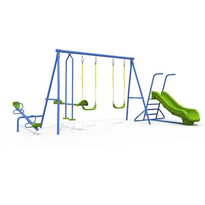 Children's Outdoor Adult Outdoor Swing Frame Patio Park Swing and Slide Set Outdoor Metal Toy Swings Sets for Kids