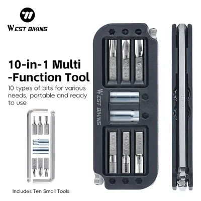 WEST BIKING 10-in-1 Multi-Fuction Bike Tool Kits CRV Steel Magnetic Wrench Allen Keys Set Lightweight Bicycle Repair Tools Kits