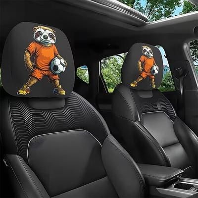 Copri poggiatesta per auto con stampa di animali da calcio, 2 pezzi, decorazione per interni auto, design elastico, vestibilità universale, adatti per spostamenti quotidiani e viaggi in famiglia,