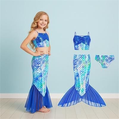 Sirena Principessa Vestito Costumi da bagno Film Cosplay for Ragazze Bambini Mascherata Settimana del libro Feste Ferie Festival