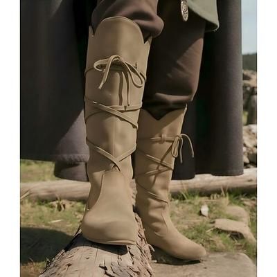 Retrò Vintage Medievale Rinascimento Scarpe A stivale Cavaliere Vichingo Crociato Costume Per uomo Vichingo Costumi da pirata Halloween Carnevale Mascherata Performance LARP Fiera Rinascimentale