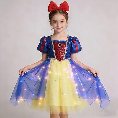 Bianco neve Bianco neve Principessa Vestito Costume Cosplay Abiti Film Moda Carino Tutù for Ragazze Bambini Mascherata Settimana del libro Quotidiano Feste Ferie