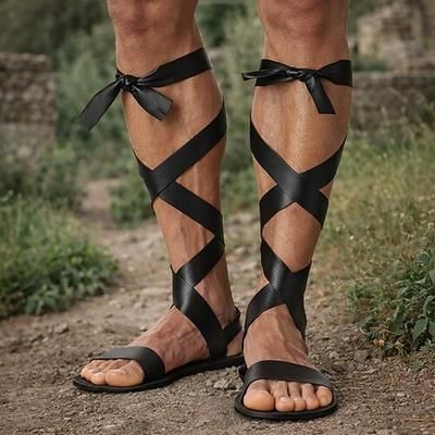 Retrò Vintage Medievale Rinascimento Sandali Cavaliere Gladiatore Ranger Costume Unisex Halloween Carnevale Fiera Rinascimentale Festa a tema retrò Adulti Scarpe