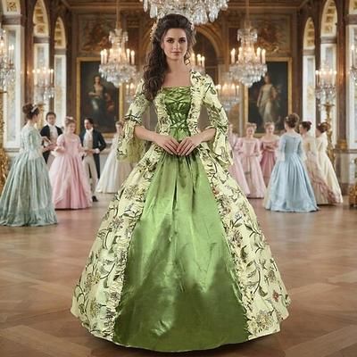 Rococò Vittoriano Medievale Lunghezza al pavimento Vestito Manica del polsino svasato Abito da ballo Costume Per donna Reale Halloween Carnevale Balli di fine anno Feste Carnevale di Venezia Vestito