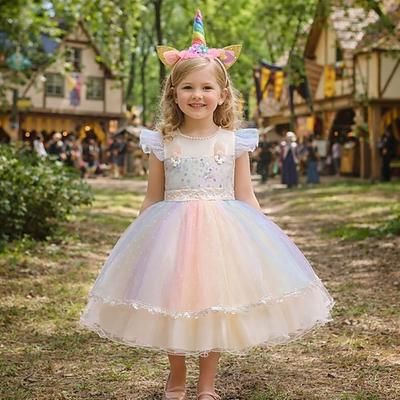 Set Medievale Rinascimento Principessa Lunghezza al ginocchio Vestito Copricapo con accessori Senza maniche Principessa Fata Costume Ragazze Fantasia Halloween Carnevale Feste Fiera Rinascimentale