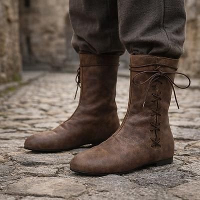 Vintage Medievale Rinascimento Scarpe Stivali jazz piatti Scarpe da Ballo Pirata Vichingo Ranger Elfico Tiro con l'arco Costume Unisex Celtico Costumi da pirata Fantasia Halloween Carnevale