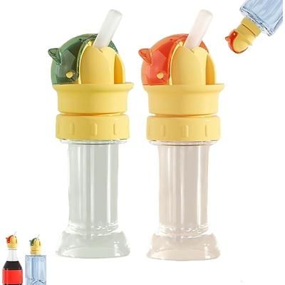 2 tappi di conversione per beccuccio di bottiglia d'acqua con cannuccia, testa con cannuccia per bottiglie d'acqua, universale per succhi di frutta Bottiglie d'acqua con tappo a ribalta antigoccia