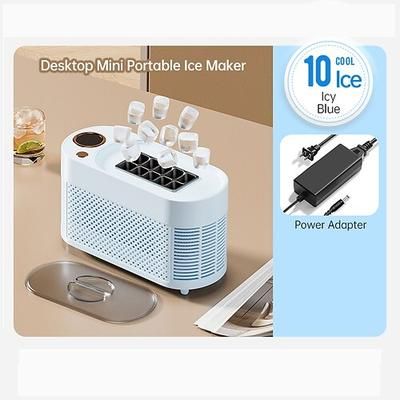 Mini macchina per il ghiaccio portatile, macchina per il ghiaccio da banco, produzione rapida di ghiaccio in 10-15 minuti, 8 cubetti di ghiaccio solidi per ciclo, macchina per il ghiaccio compatta,