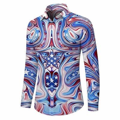 Retrò Vintage Anni '70 Camicia Camicia Aloha Lunghe Hippie Costume Per uomo Mascherata Festival Musicale Feste Abbigliamento quotidiano Adulti Camicia