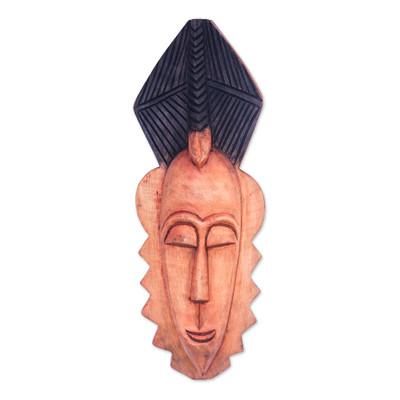 Nyame Nsoromma,'African Wood Wall Mask with Hand-Painted Headdress'
