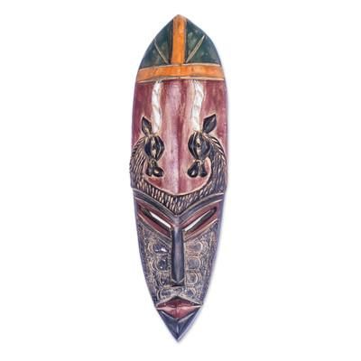 Regal Dames,'Traditional Hand-Painted Sese Wood Antelope African Mask'