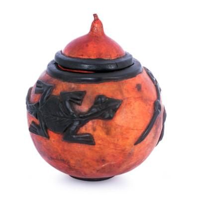 'Animal-Themed Painted Dried Calabash Gourd Decorative Box'
