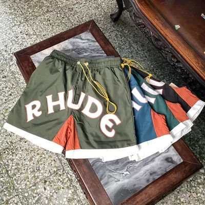 Shorts Rhude Streetwear pour Hommes et Femmes, Photos Réelles, Décontractés, Respirants, Multicolores, Haute Qualité, Plage