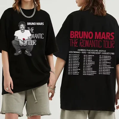 T-shirt pour homme imprimé décontracté de haute qualité et confortable, nouveau design 2026, Bruno Mars "Romantic Journey"