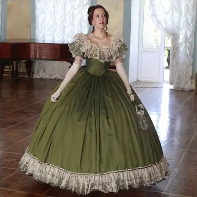 Robe de mariée princesse victorienne verte, robe de soirée planchers lett, robe élégante, Poivre du Sud, guerre civile, Off Initiated
