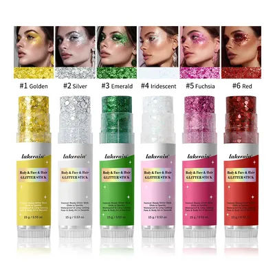 Lakerain Sparkling Gel Highlighter Stick Shiny Sequin Body Face Makeup Glitter Gel for Body And Face