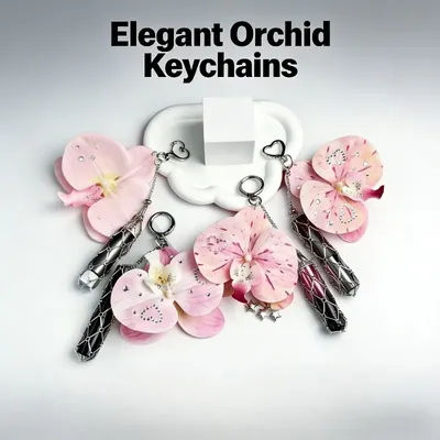 Simulation Flower Lipsticks Keychain Metal Net Pocket Lipstick Protective Portable Makeup Lip Balm Key Chain Orchid Bag Pendant