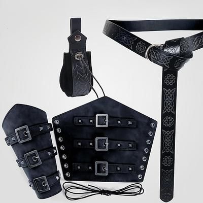 Set Medievale Rinascimento Armatura Abiti Costume di fantasia Guerriero Vichinghi Costume Per uomo Vichingo Halloween Carnevale Performance LARP Fiera Rinascimentale Adulti Estate Primavera
