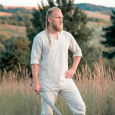 Set Retrò Vintage Medievale Rinascimento Pantaloni Camicia con accessori Lunghe Vichingo Ranger Allacciato Tinta unica Scollo a V Costume Per uomo Vichingo Mascherata Fiera Rinascimentale LARP Adulti