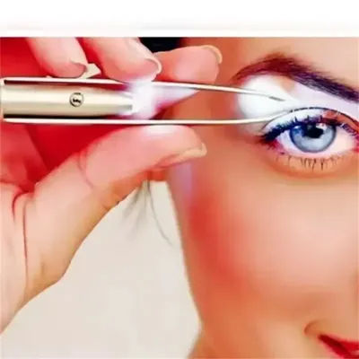 1pc Portable Stainless Steel Smart Design Eyebrow Hair Remove Tweezer with LED Light Makeup Tool
